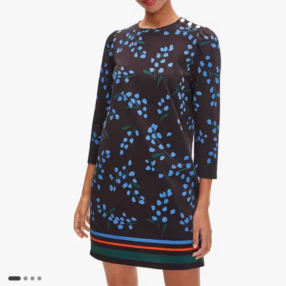 kate spade black dress with blue floral pattern